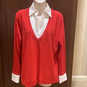 HOTEL PARTICULIER RED AND WHITE SWEATER MADE IN ITALY